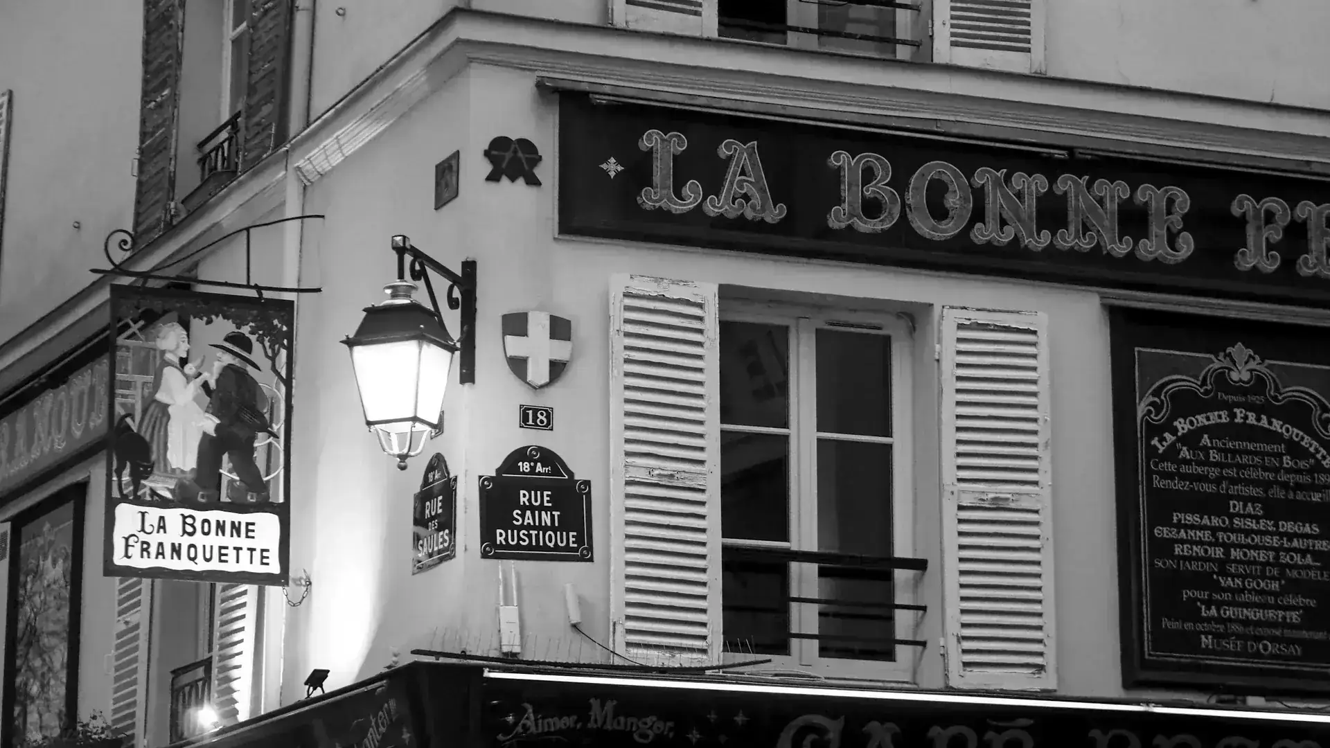 Historic café sign in Paris